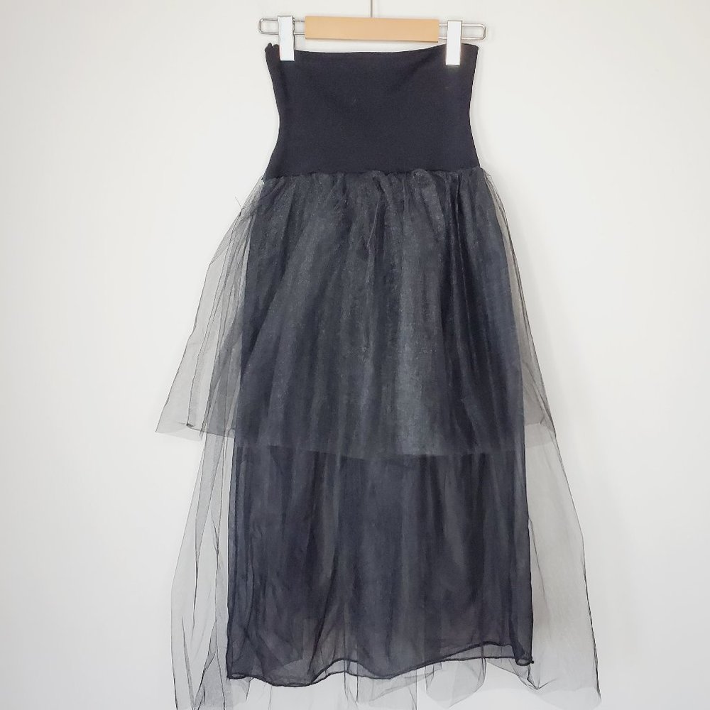 VINTAGE RECTANGLE BLANC PARIS Black Tulle Skirt - Picture 7 of 15